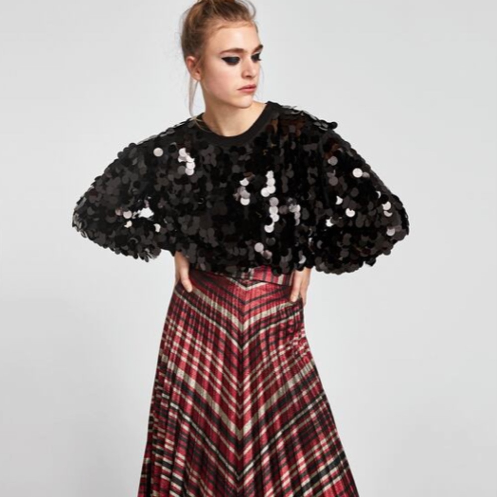 Zara High Waist Pleated Skirt Red size XS 0 - Picture 3 of 8